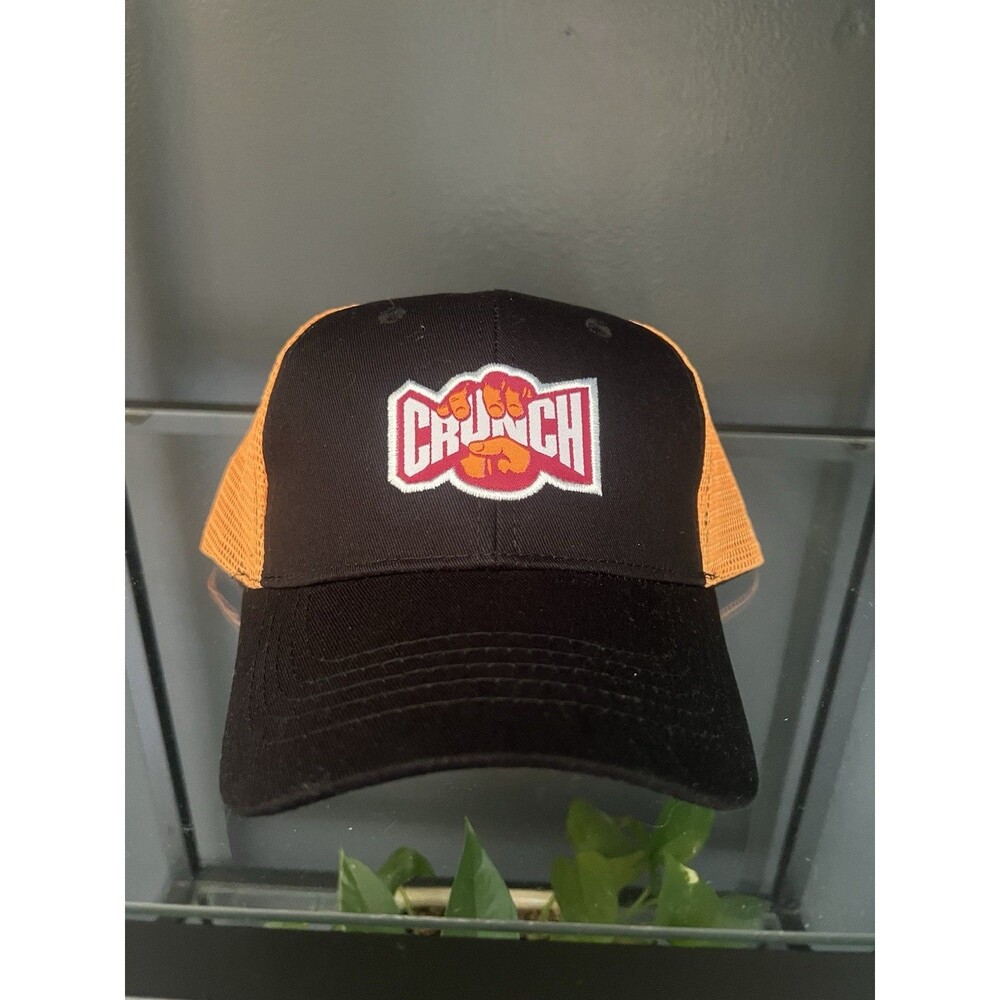 Crunch Fitness Adjustable Trucker Hat – Unisex Adult. Black. Embroidered Patch